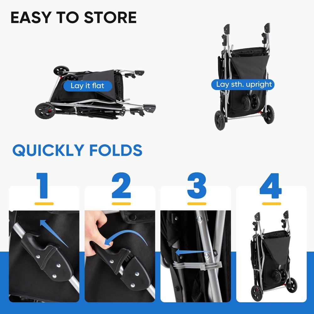 Compact Foldable Pet Stroller for Small to Medium Dogs & Cats