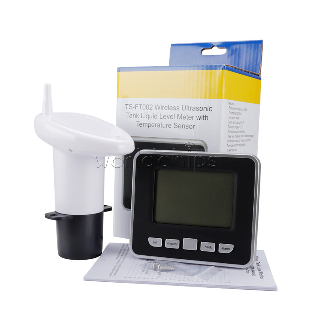 Ultrasonic Water Tank Liquid Level Meter With Temperature Sensor Time Display