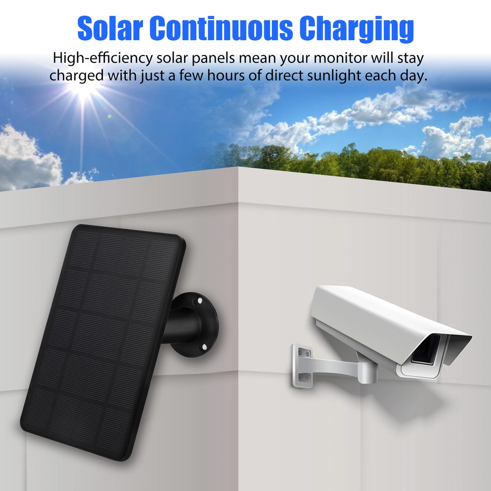 Solar Panel Micro USB C Power CCTV Camera Security Cam Battery Charger Outdoor