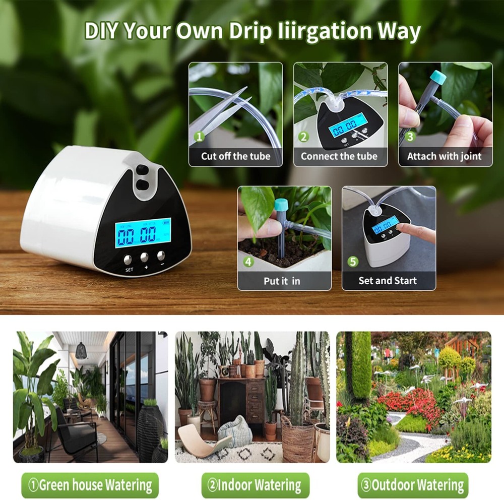 Automatic Plant Waterer Indoor | Programmable Drip Irrigation Kit with USB Po...