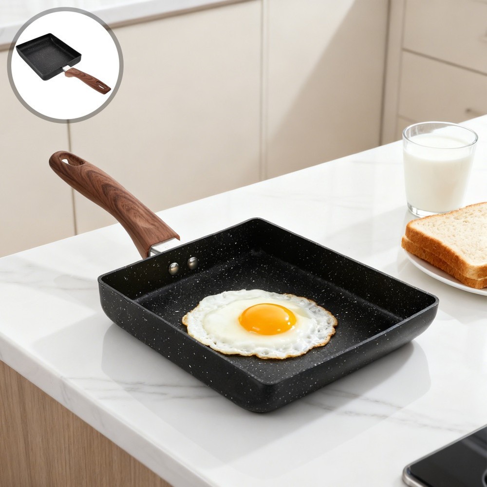 Aluminum Skillet Non-stick Copper Rectangular Frying Pan Nonstick Cookware