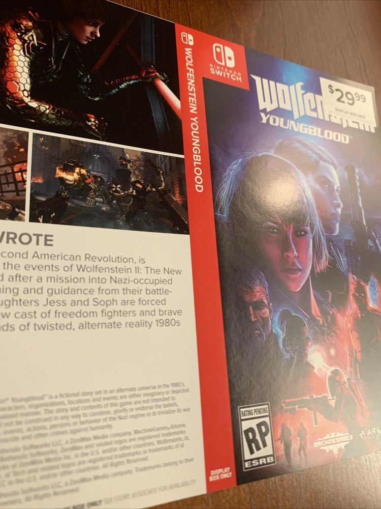 Wolfenstein Youngblood Nintendo Switch - Authentic- RARE - Display Box Only