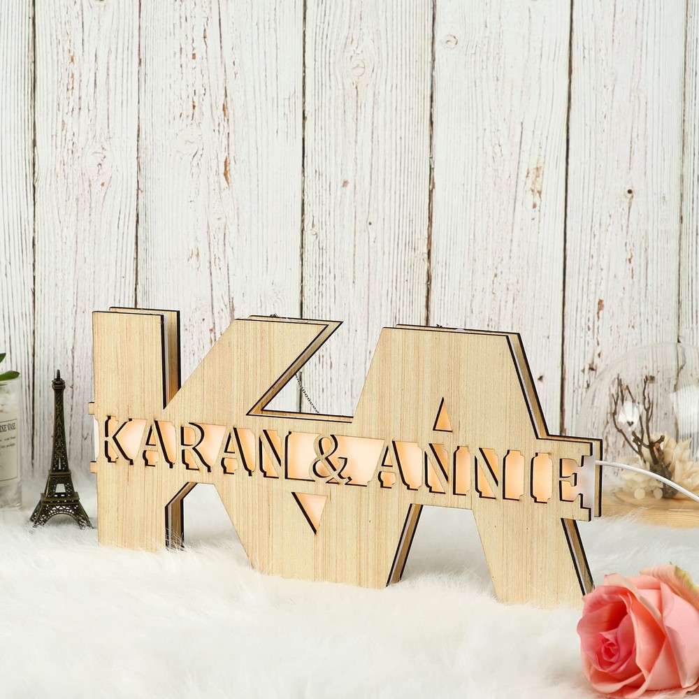 Custom Initials and Name Light - Custom Name Light - Cute Couples Gift