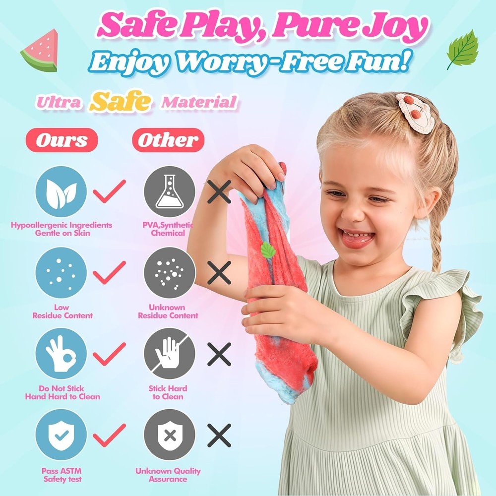 Engaging Cloud Slime Kit with Watermelon & Mint Charms - Creative Stress Relief