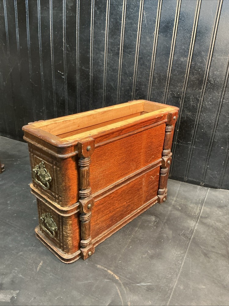 Vintage Treadle Sewing Machine 2 Drawer Storage Cabinet Brass Pulls