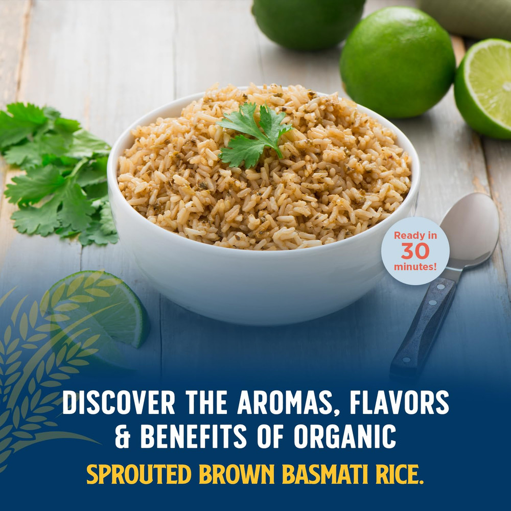 Basmati Rice, Organic Sprouted Brown Long Grain Rice - Nutty & Nutritious Brown