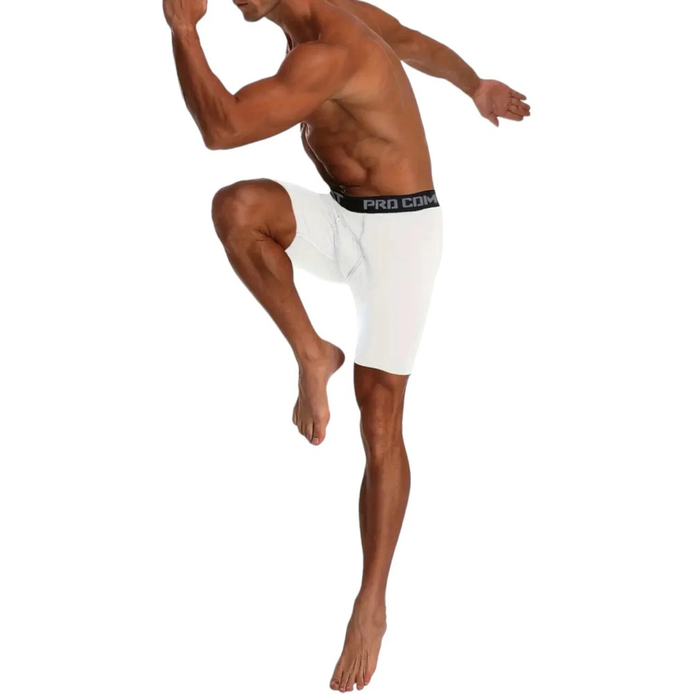 Pro Combat Performance Compression Shorts Athletic Baselayer White 1 Pair Small
