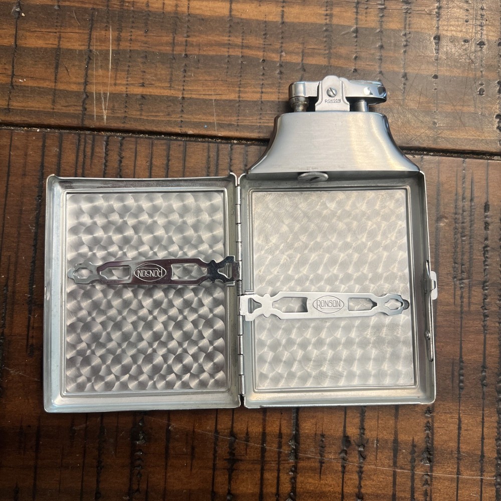 Vintage Ronson MasterCase Cigarette Case Lighter Combo Art Deco Rare