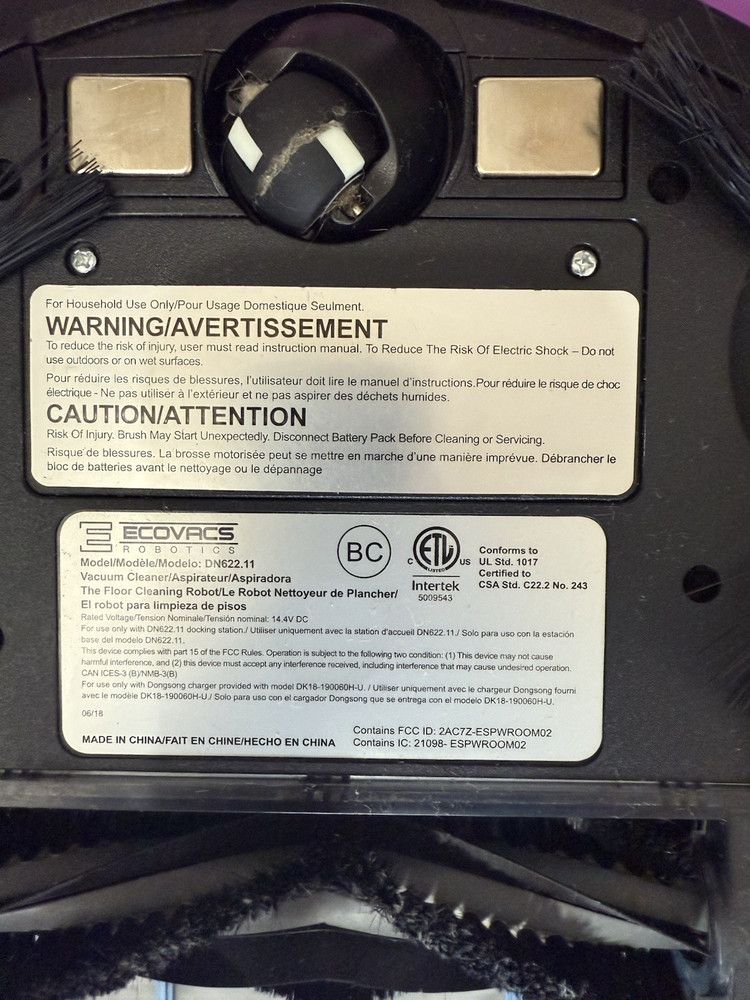 DEEBOT EECOVACS ROBOTICS MODEL DN622.11