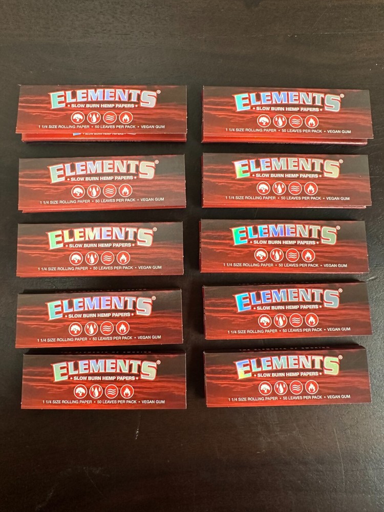 Elements RED 1 1/4 (1.25) Cigarette Rolling Papers 10 PACKS