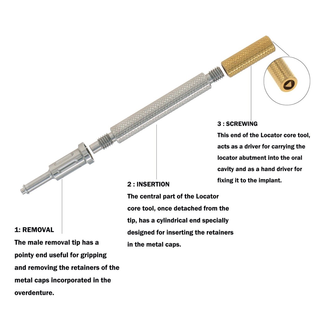 US Universal Implant Locator Core Tool Retention Caps Insertion Extraction Tool