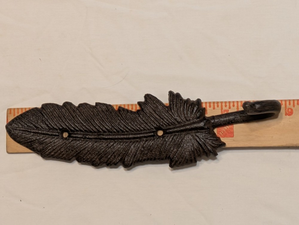 Vintage Style Feather Cast Iron Wall Hook