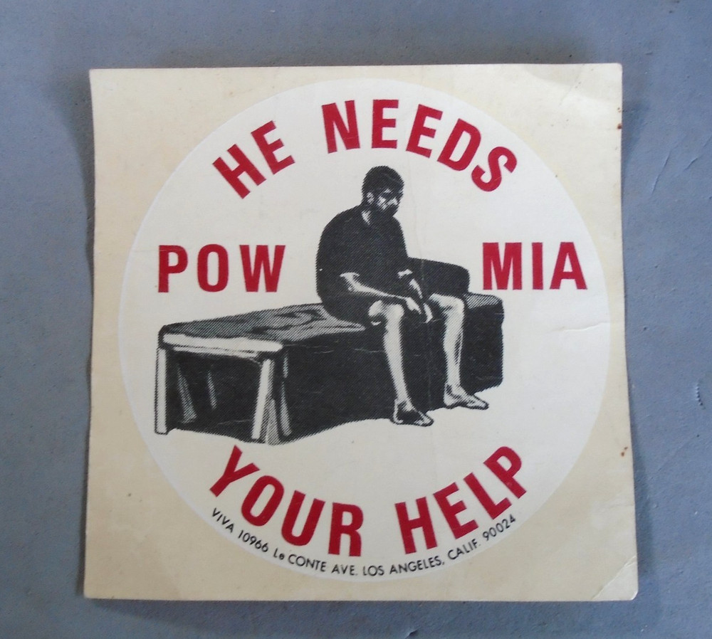 POW MIA HE NEEDS YOUR HELP sticker
