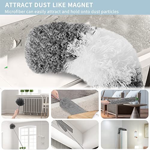 30-100 Inch Microfiber Feather Duster with Extension Pole - Washable, Bendable,
