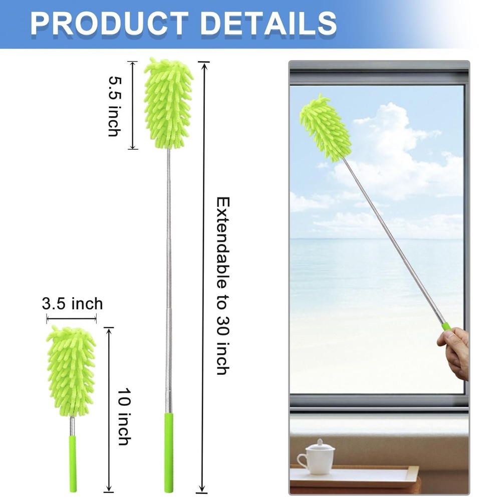 2 Pack Extendable Microfiber Feather Duster for Cleaning, Washable Dusters, U...