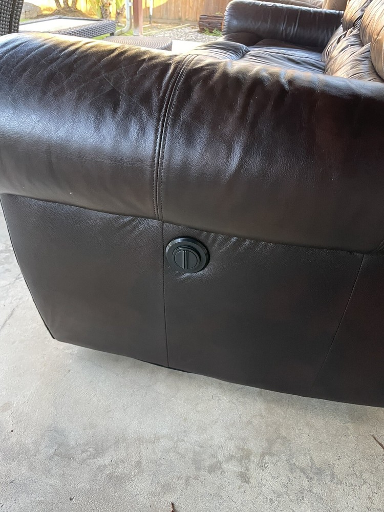 Double-Reclining Electronic 3-Seater Leather Sofa