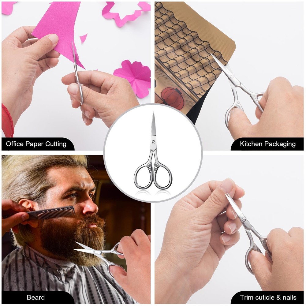 2 PCS Stainless Steel Small Scissors Textured Handle All Purpose Craft Sharp