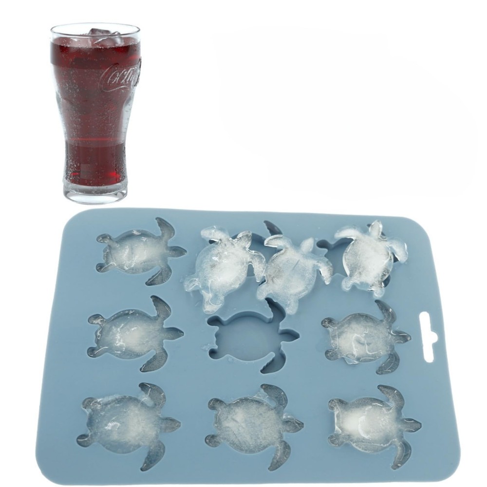 Ice Cube Mold Turtle Shaped Silicone Tray for one size, Blue
