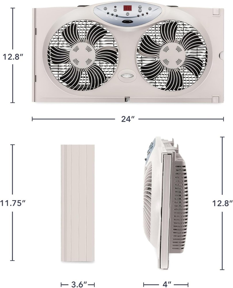 Window Fan with Reversible Airflow Blades – 3-Speed Settings, Programmable