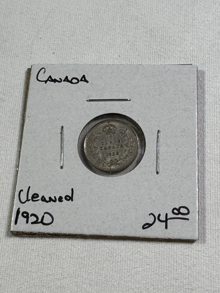 1920 Canada 5 Cents Small Silver Coin