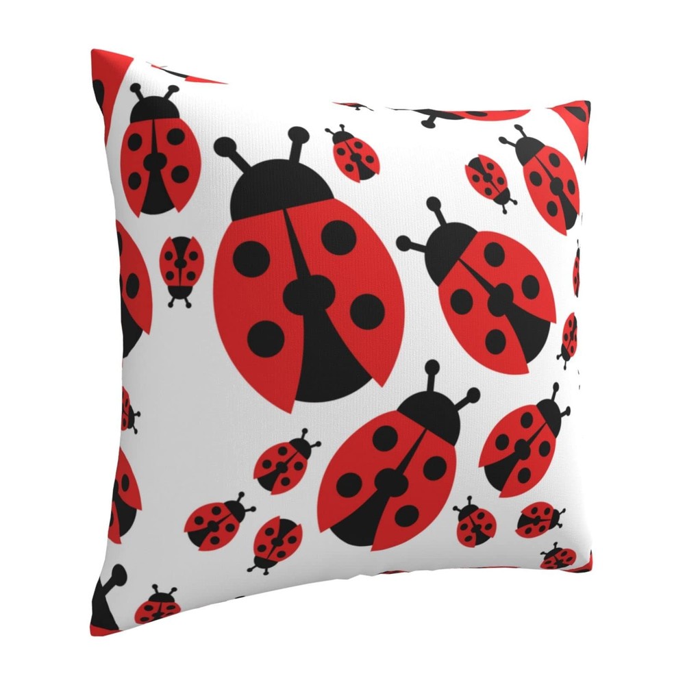 Red Ladybug Decorative Pillowcase 18x18 Inch Double-Sided Printing Polyester ...