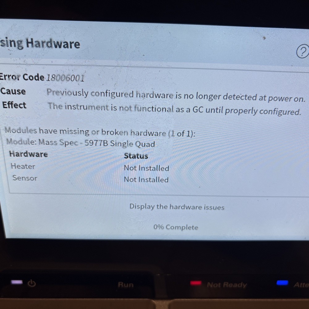 Agilent Intuvo 9000 GC System / Missing Hardware