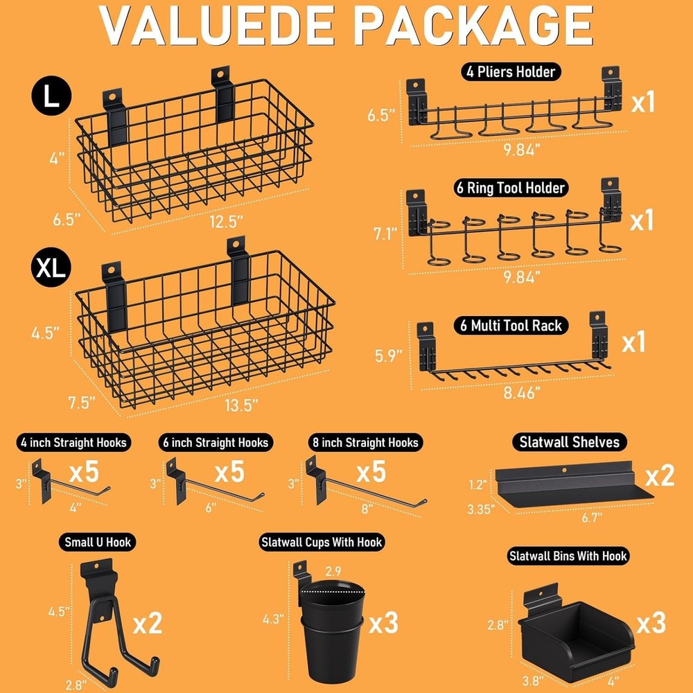 Multi-Piece Slatwall Accessories for Home Organization with Easy Installation