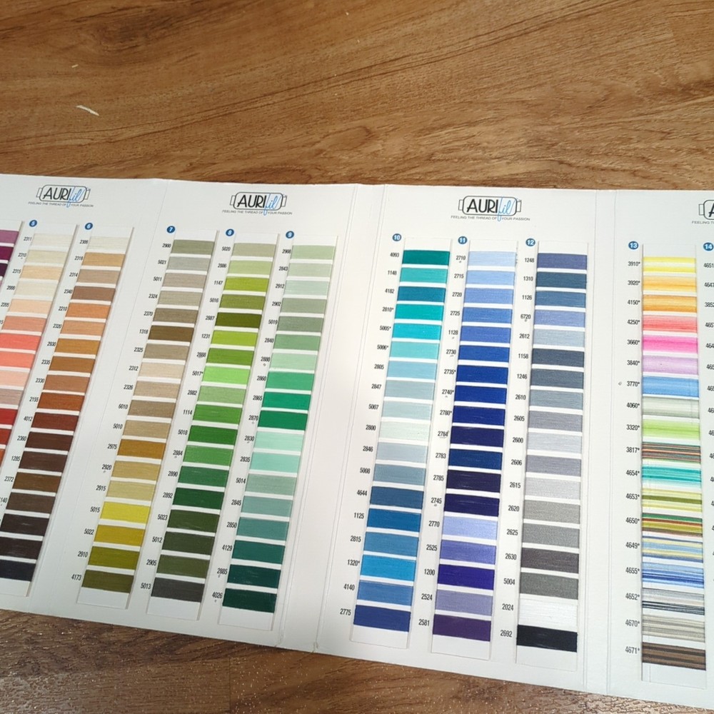 Aurifil Real Thread Color Swatch Chart Cotton Colors Sampler