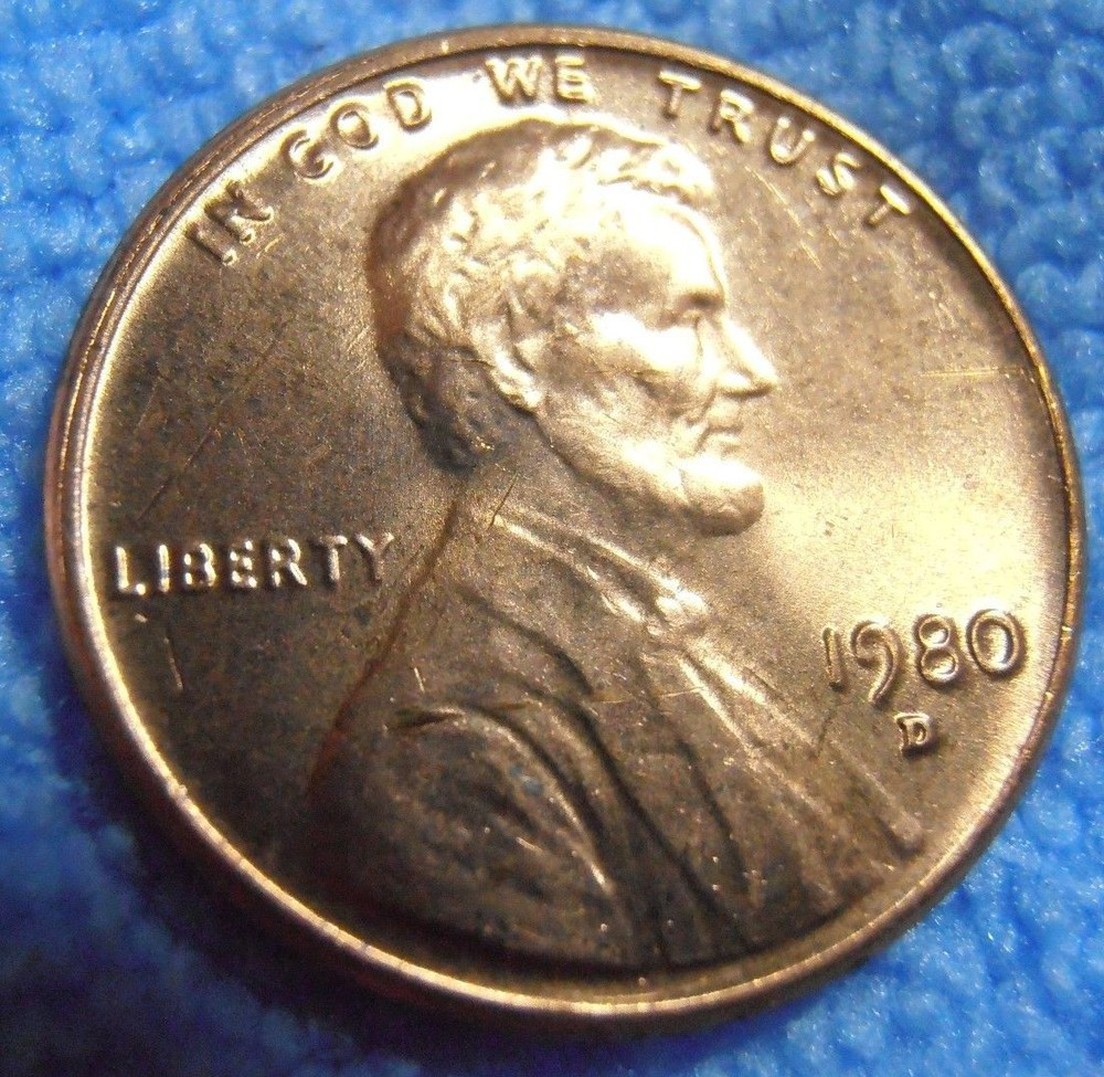 1980 D LINCOLN CENT, BU, FREE SHIPPING