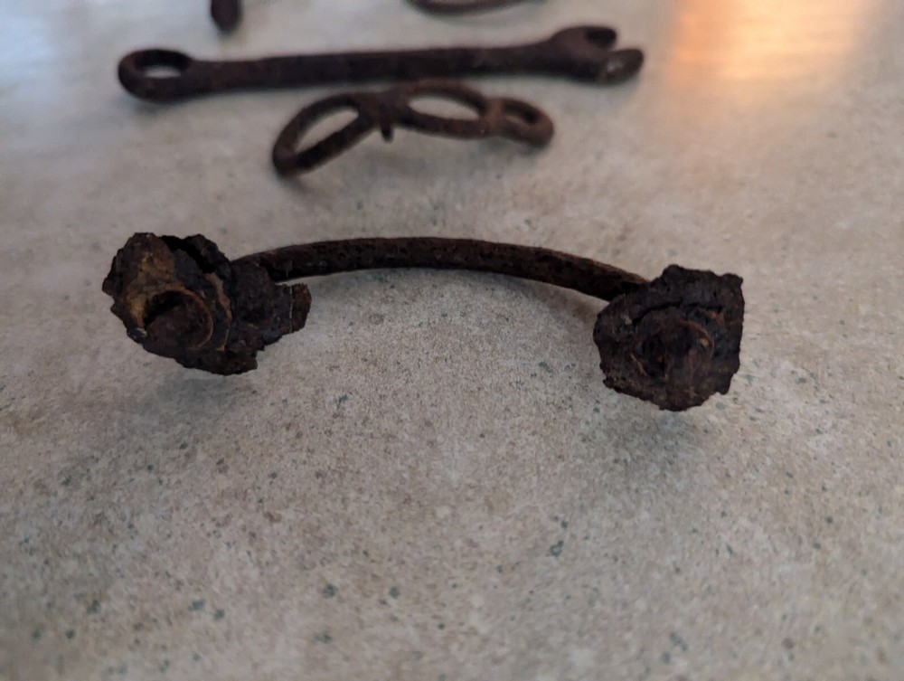 Lot Of 11 Rusty Old Hardware Pcs,Wrench,Hook,Loop,Ring, Handle,Latch,Primitive