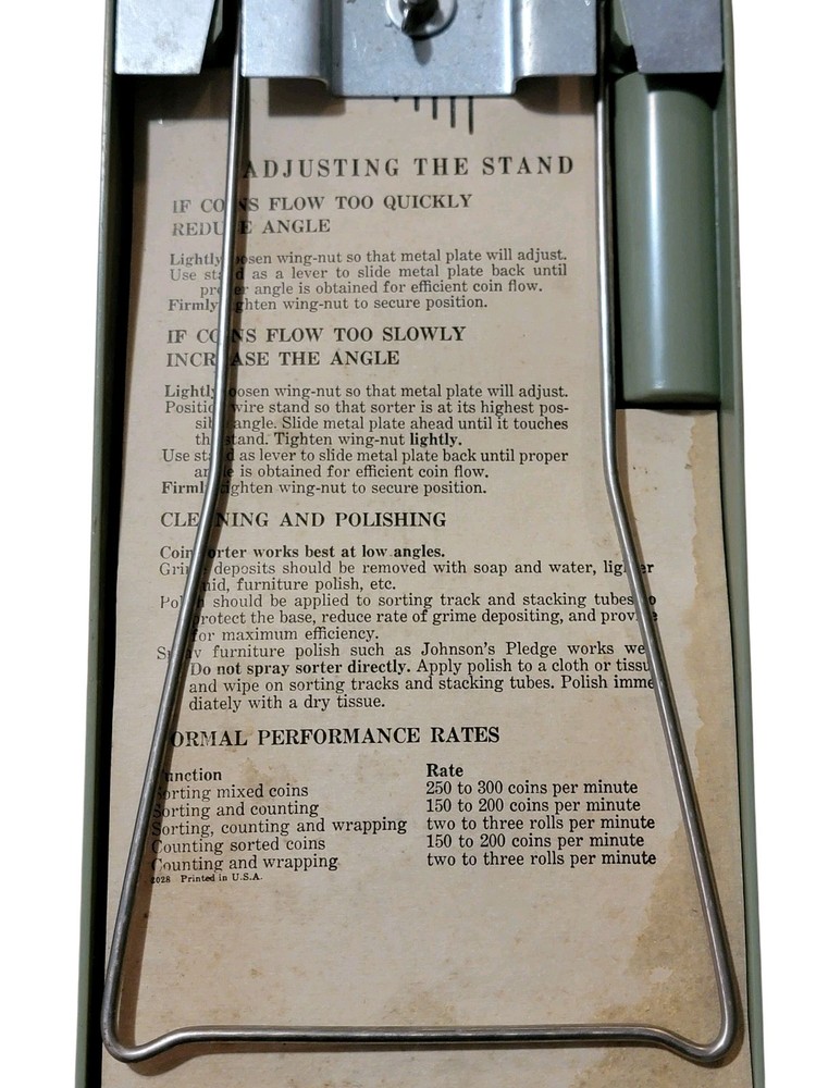 Nadex Industries Coin Sorter Adjustable Table Model 607 Vintage