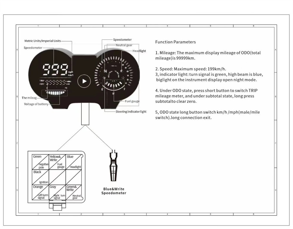 For Motorcycle LCD Speedometer TachometerIndicator Universal Digital Meter Board
