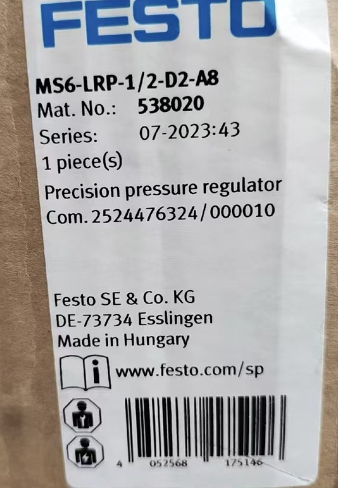 1PC FESTO MS6-LRP-1/2-D2-A8 538020 Precision Pressure Reducing Valve