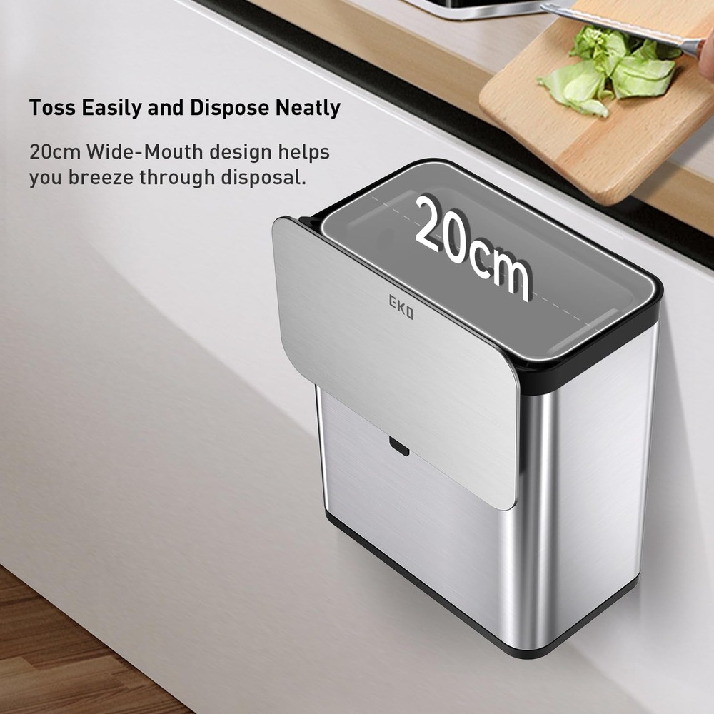 Stainless Steel Kitchen Compost Bin 7L with Removable Inner Bucket
