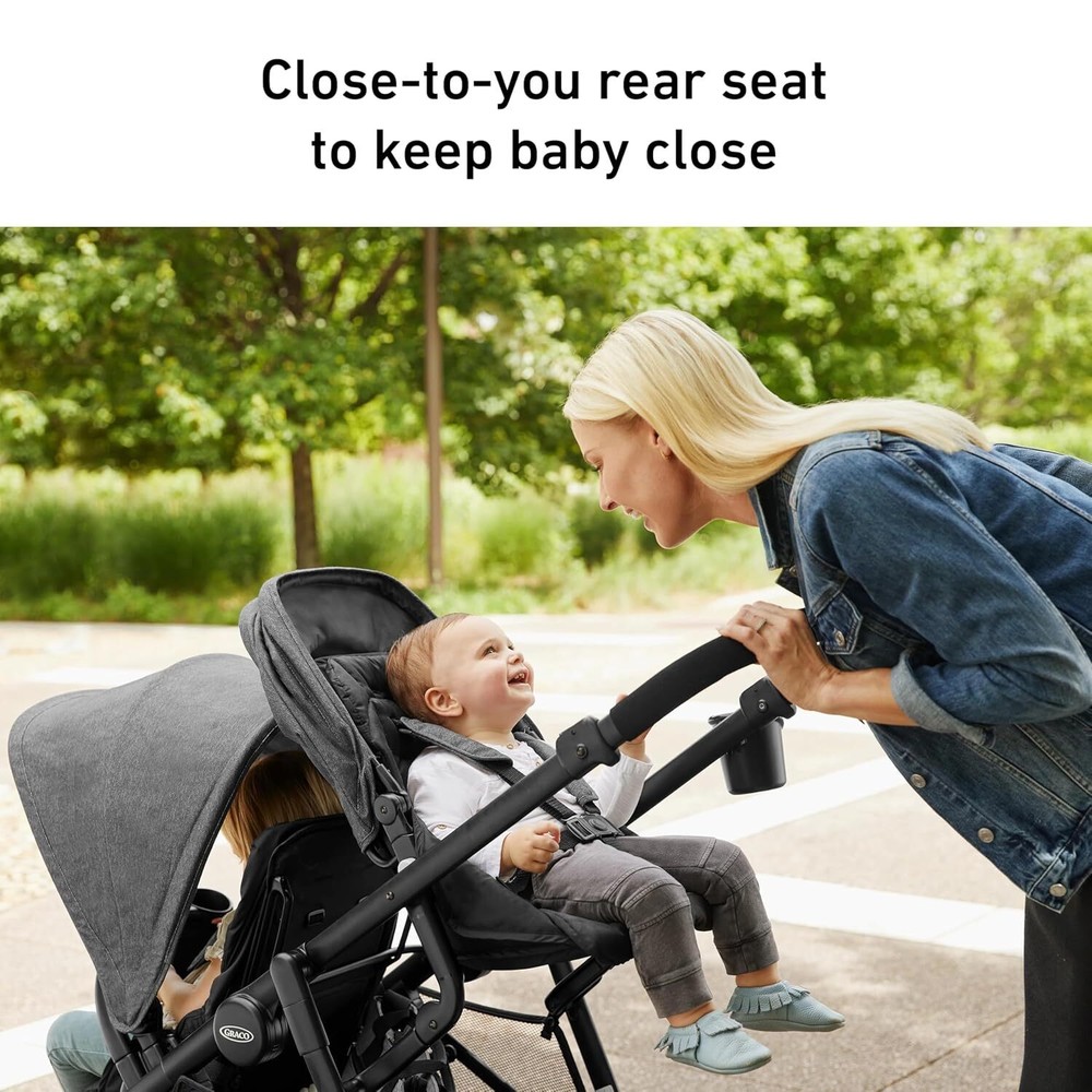 Double Stroller Features Bench Seat and Standing Platform Options