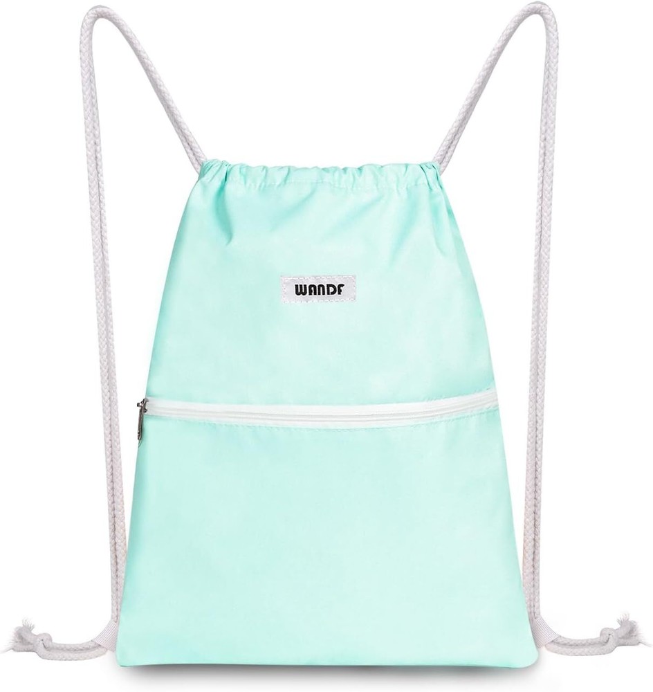 WANDF Drawstring Backpack String Bag Sackpack Cinch Water Mint Green