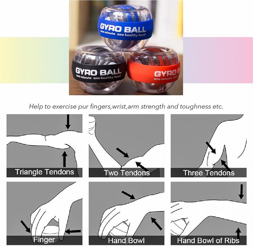 Auto-Start LED Wrist Gyro Ball - Forearm Exerciser for Strength and Coordination