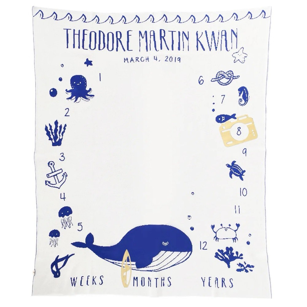 Little Days Milestone Whale Blanket