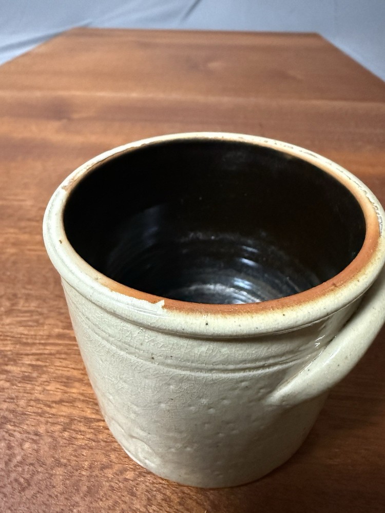Rustic Studio Pottery Mini Crock Cobalt Blue Primitive Stoneware Crock