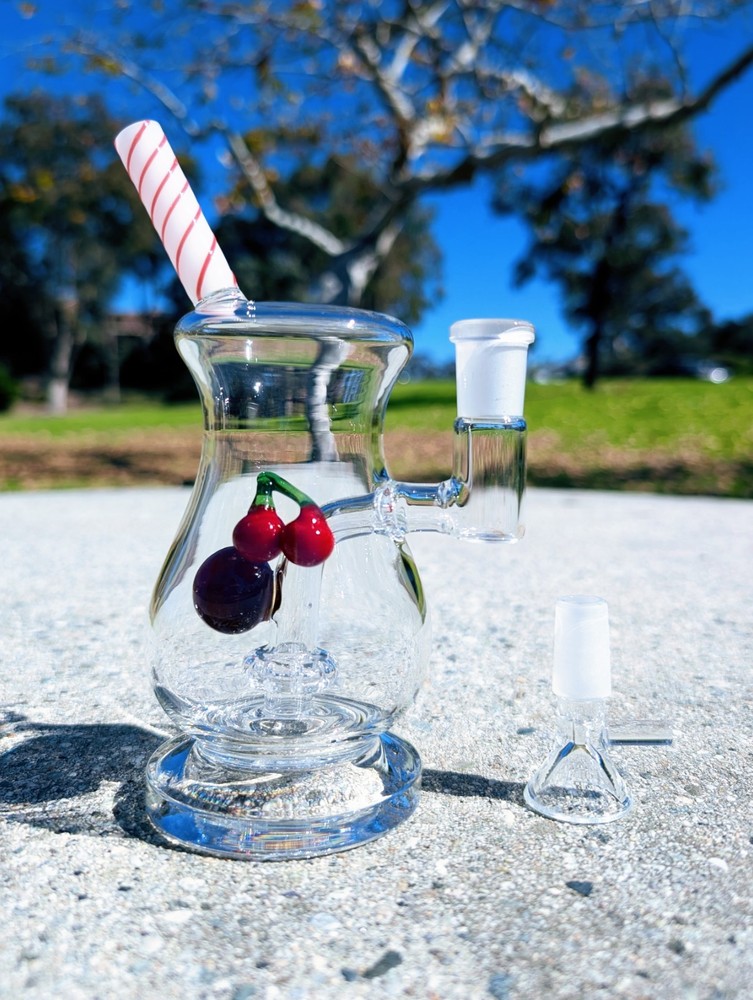 7" Cute Cherry Float Bong Showerhead Perc Premium Quality Water Pipe Hookah