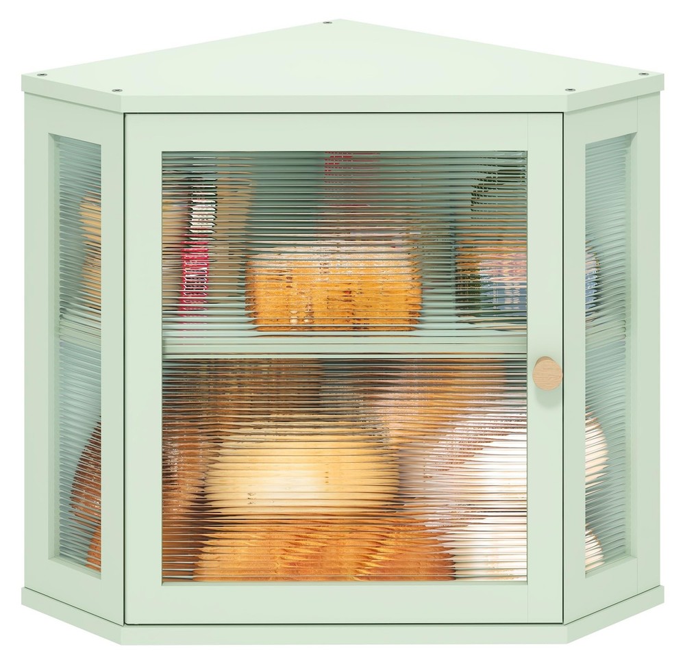 viewcare Corner Bread Box for Kitchen Countertop, Bamboo Wood Medium, Green