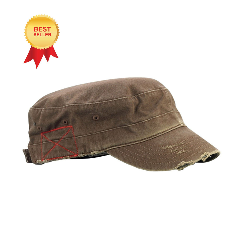 Mega Cap Cotton Distressed Washed Cadet (Brown) One Size, Brown