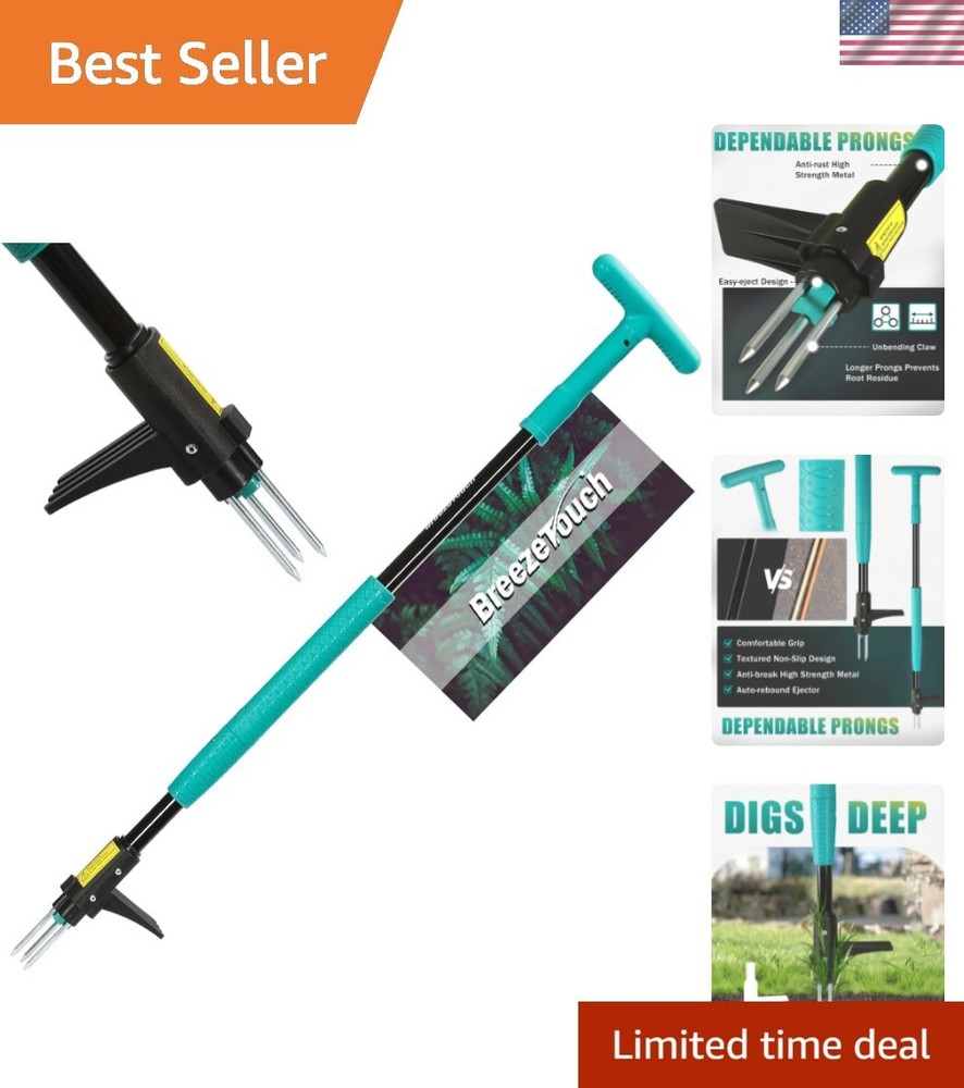 39" Weed Pulling Tool, 3-Claw Detachable Weed Puller Tool with Long Handle, H...