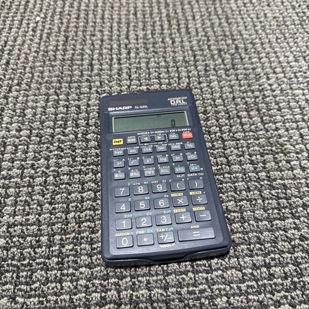 Vintage Sharp EL-520L Scientific/Statistic Calculator - TESTED With Case