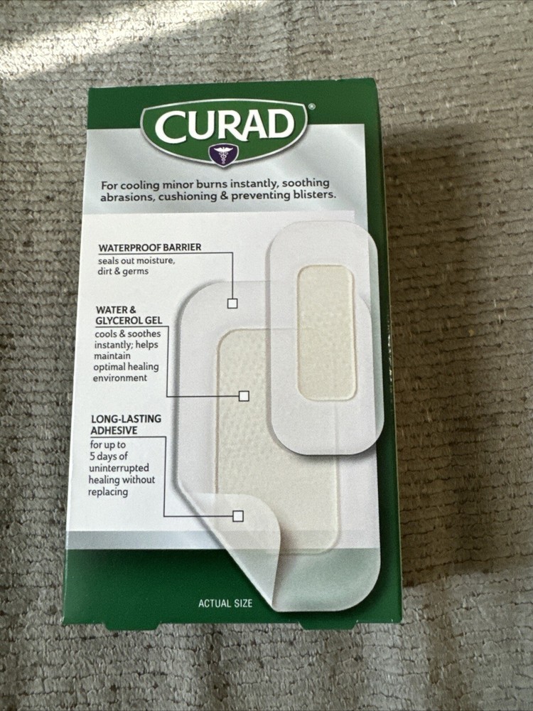 CURAD Soothe & Cool Burn Bandages, Instant Cooling, Assorted Sizes, 8 Count
