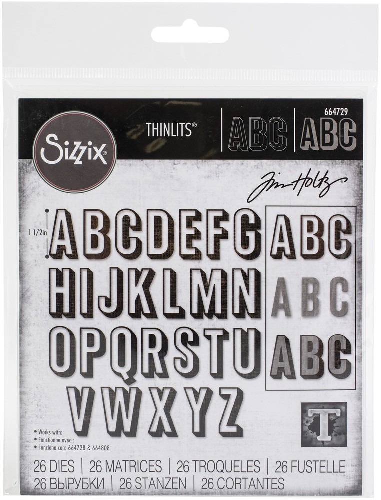 Sizzix Thinlits Dies By Tim Holtz 26/Pkg-Alphanumeric, Shadow Upper