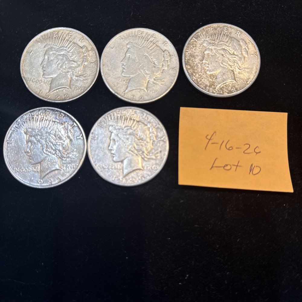 Lot Of 5 Peace Dollars