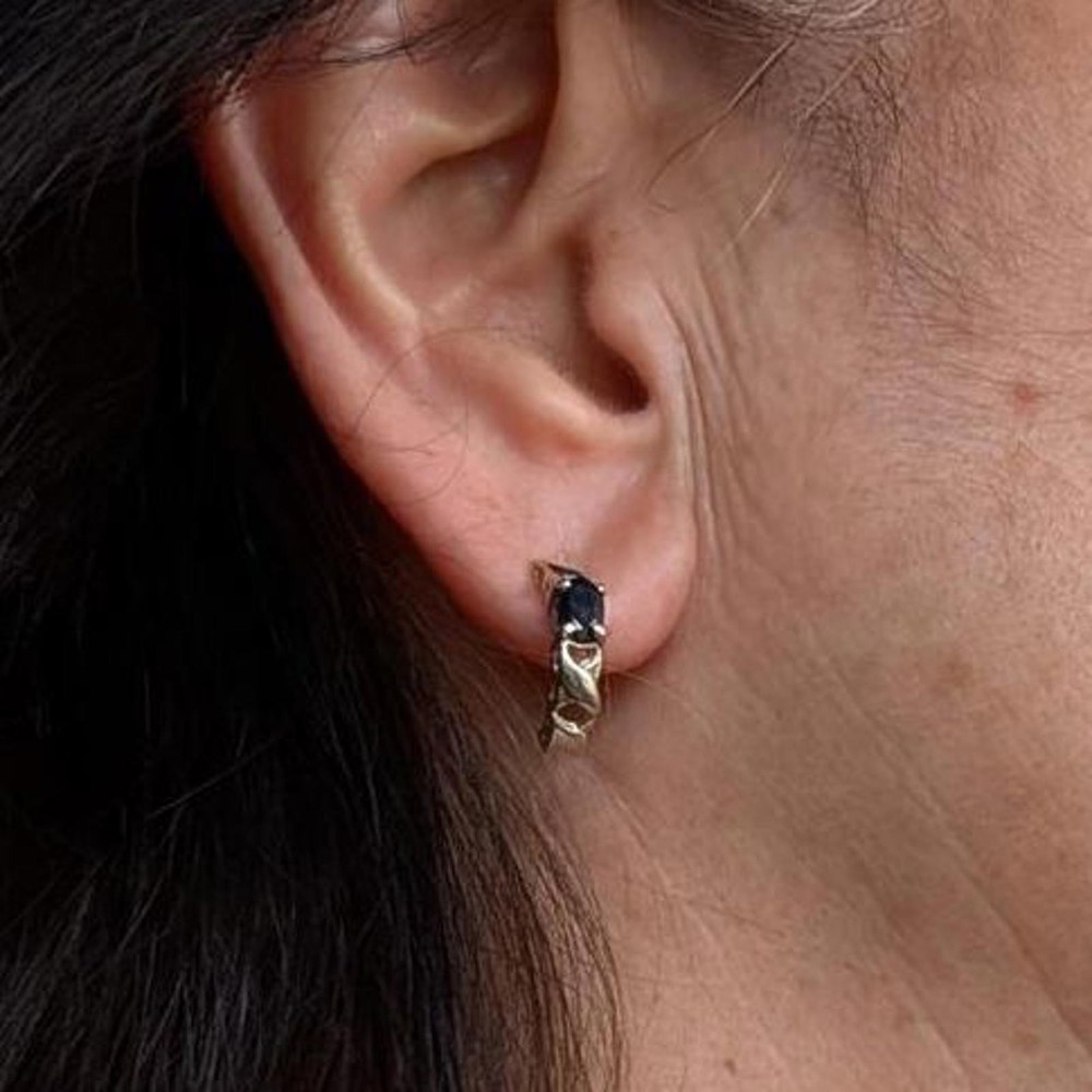 Sterling Silver Black Sapphire Ring and Earrings Set