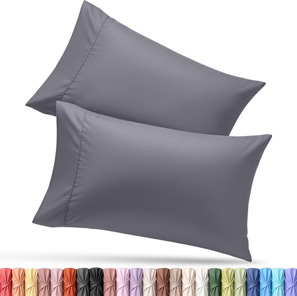 Queen Size 2-Pack – Soft Brushed Microfiber –  20x30 Inches (Grey)
