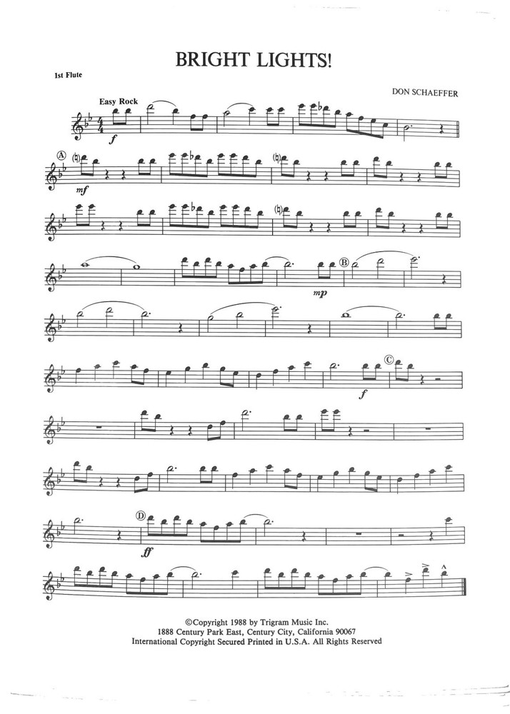 Bright Lights for Band By Don Schaeffer, pub. Trigram
